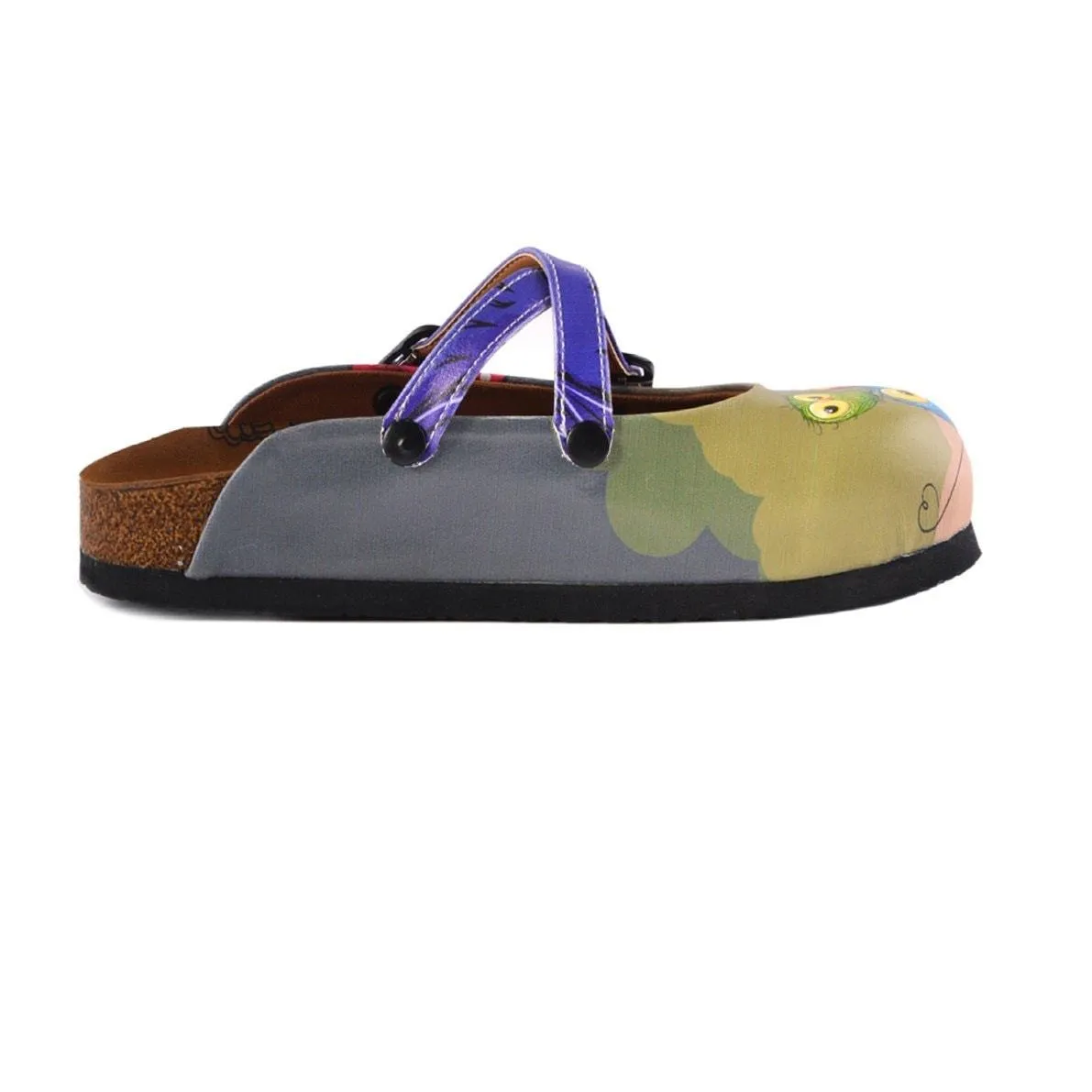 Navy Blue and Purple Colored, Cute Bear and Owl Patterned Clogs - WCAL155