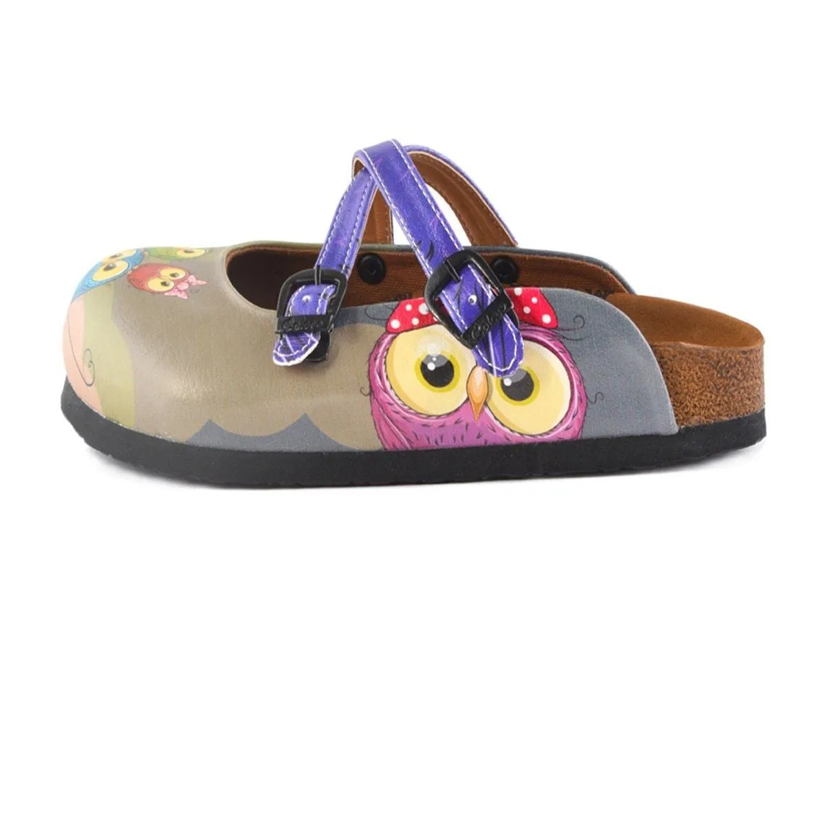 Navy Blue and Purple Colored, Cute Bear and Owl Patterned Clogs - WCAL155