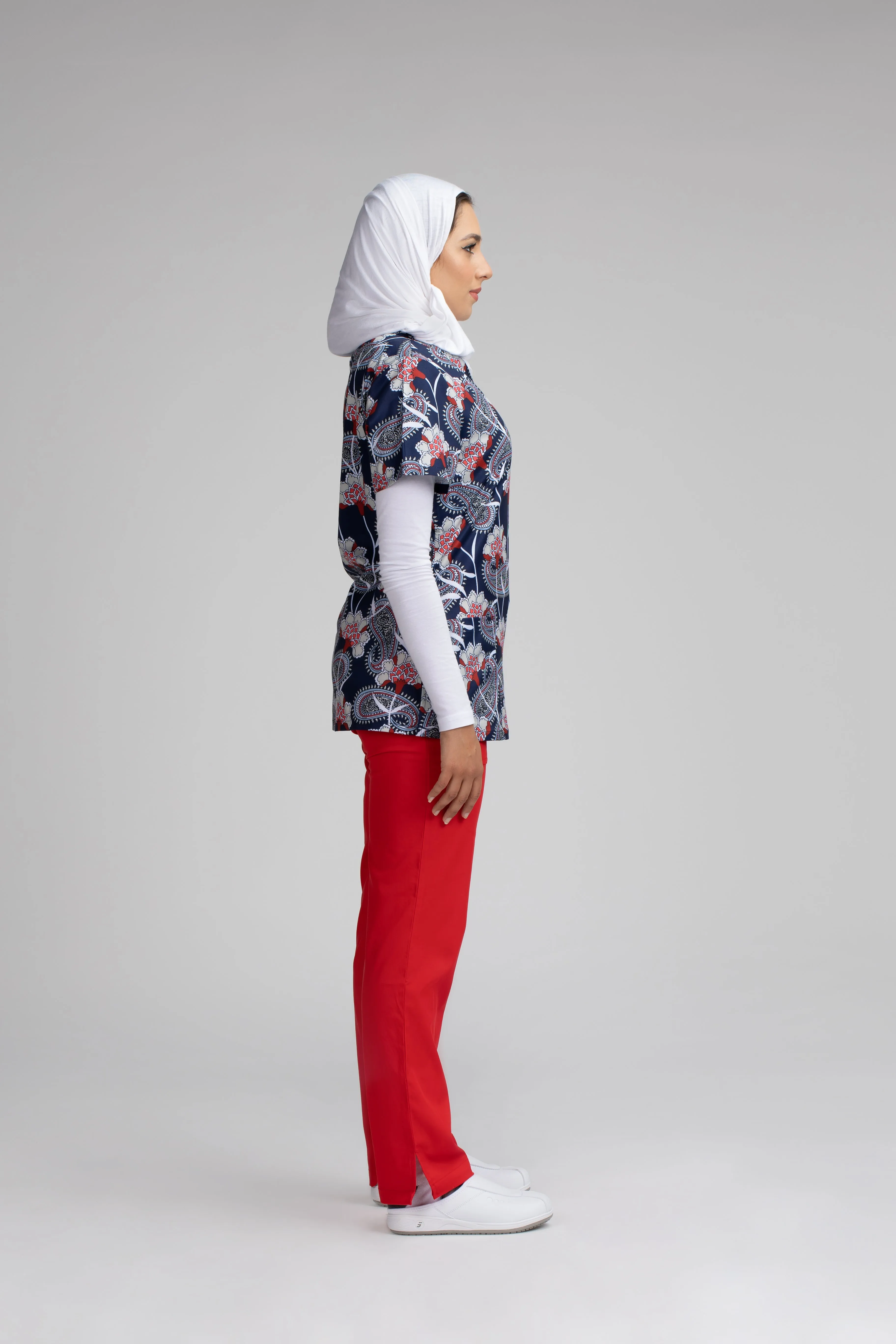 Paisley Printed Scrub Top