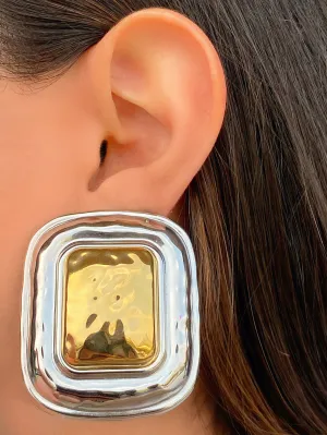 Par Arete Chunky Rectangular Combinado