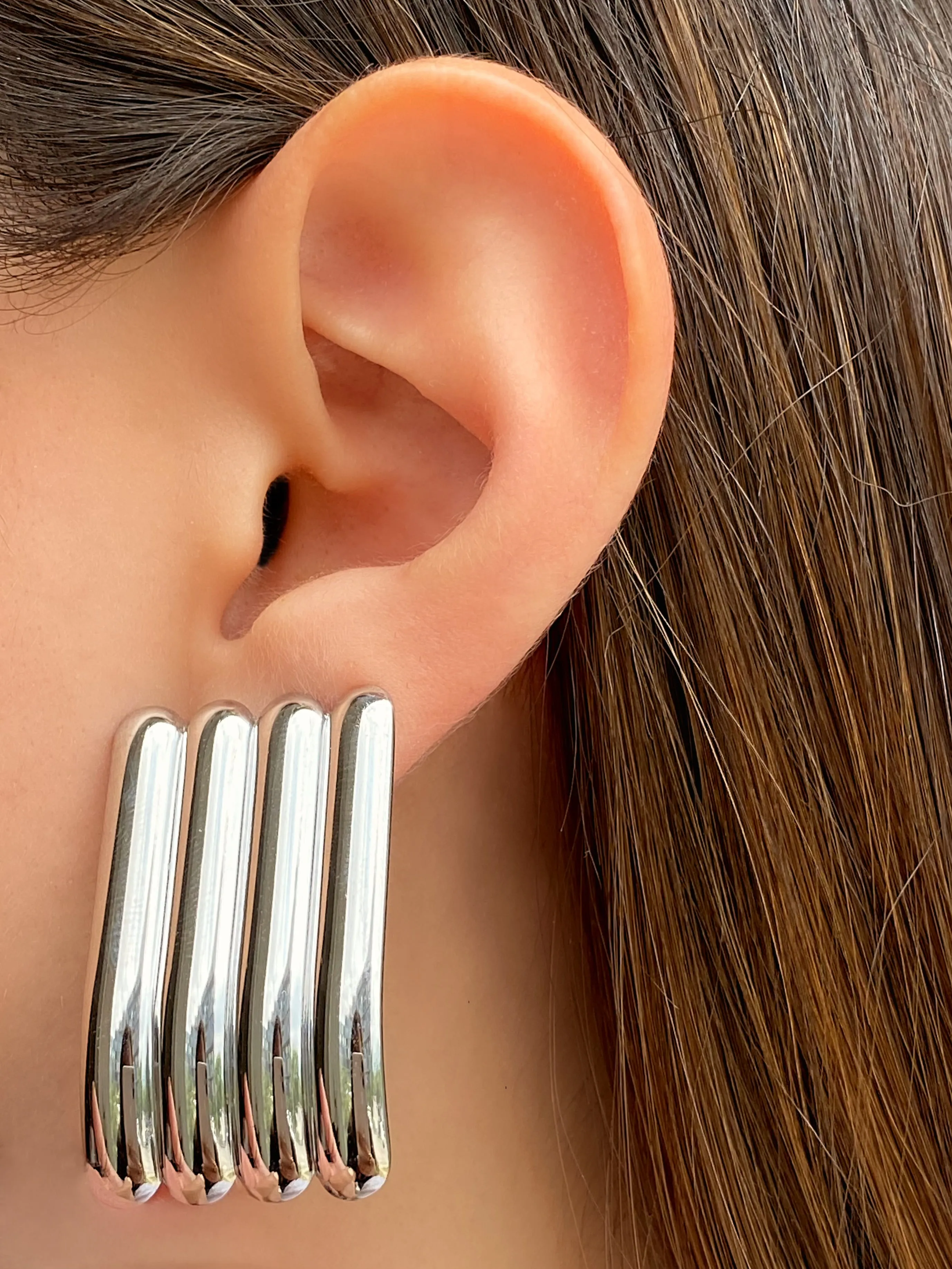 Par Arete Rectangular Con Lineas