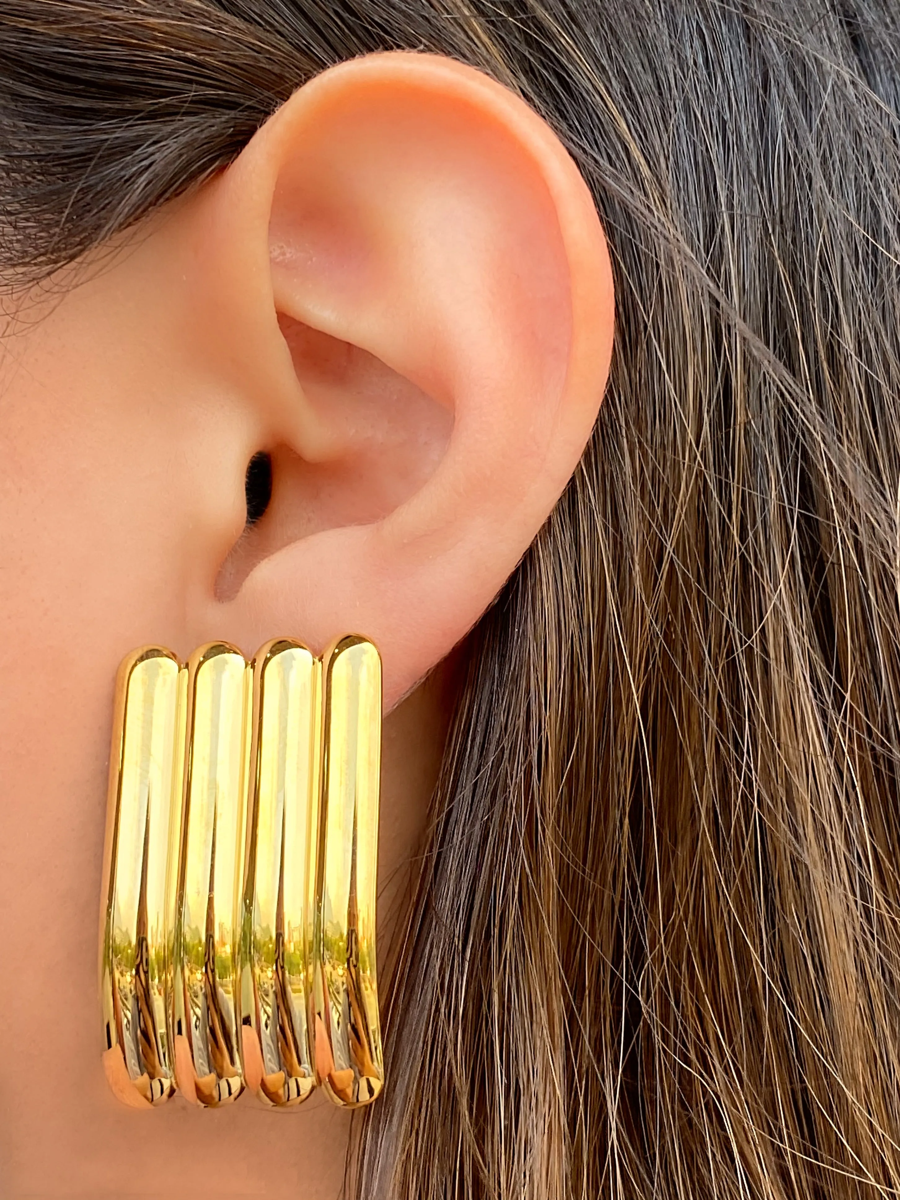Par Arete Rectangular Con Lineas