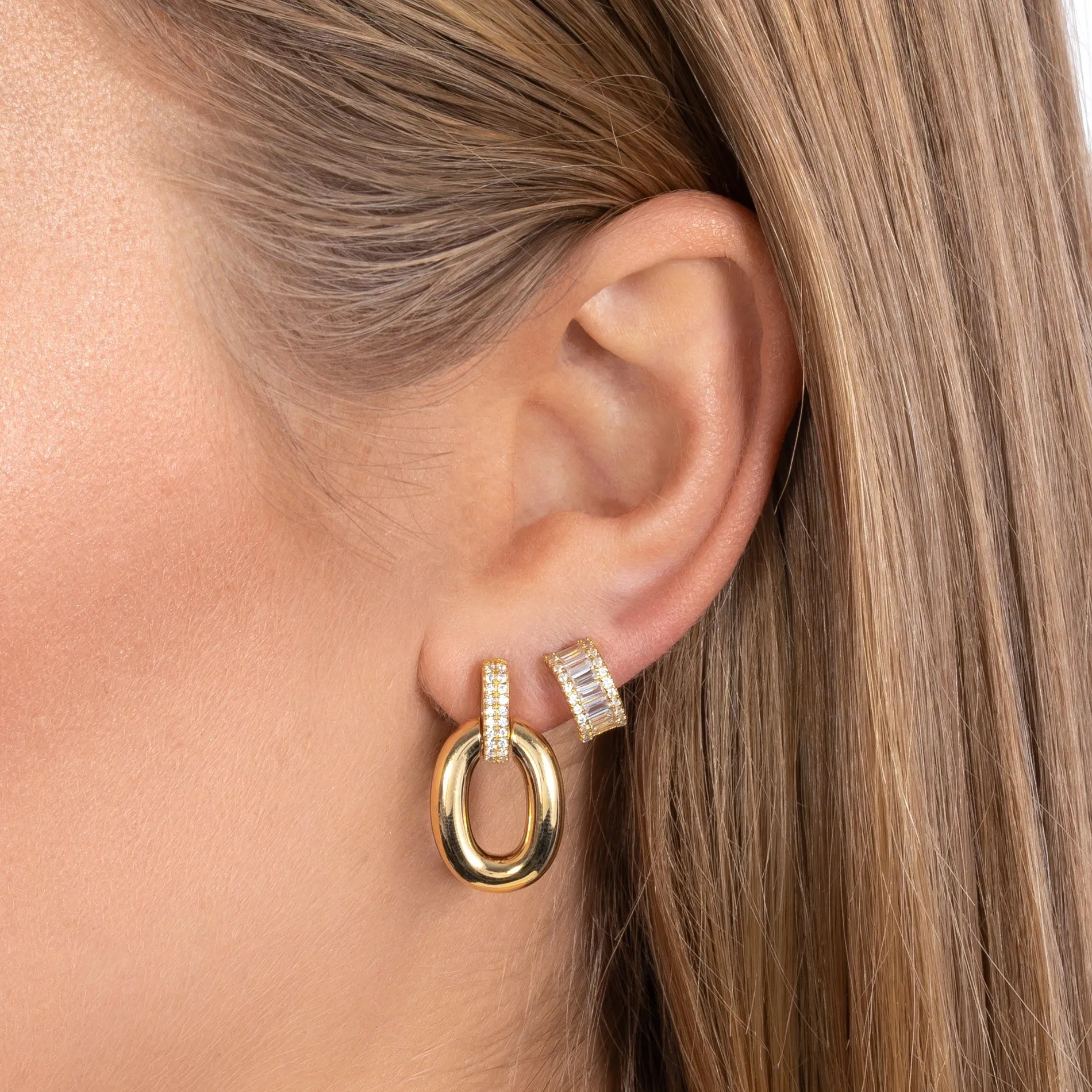 Pavé Chunky Link Stud Earring