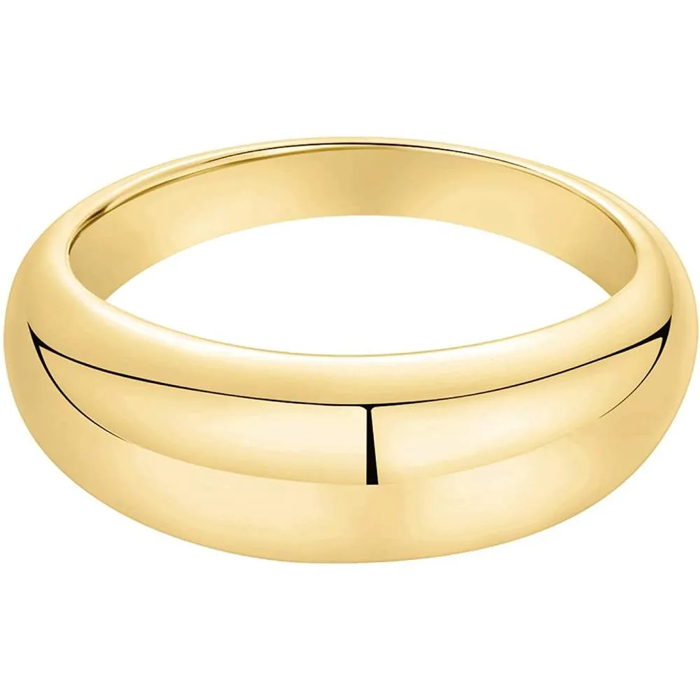 PAVOI 14K Gold Plated Croissant Dome Ring Twisted Braided Gold Plated Ring | Chunky Signet Ring | Multiple Colors and Sizes