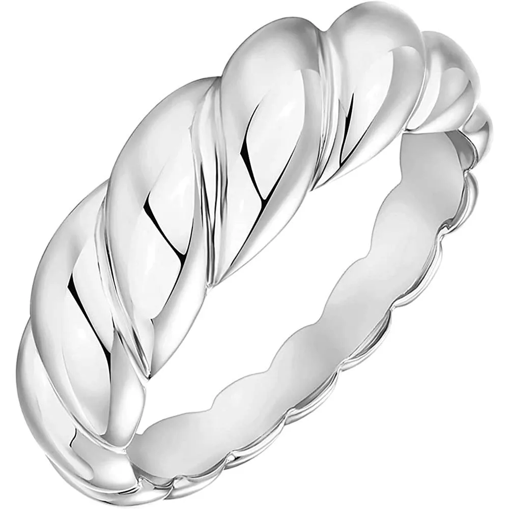 PAVOI 14K Gold Plated Croissant Dome Ring Twisted Braided Gold Plated Ring | Chunky Signet Ring | Multiple Colors and Sizes