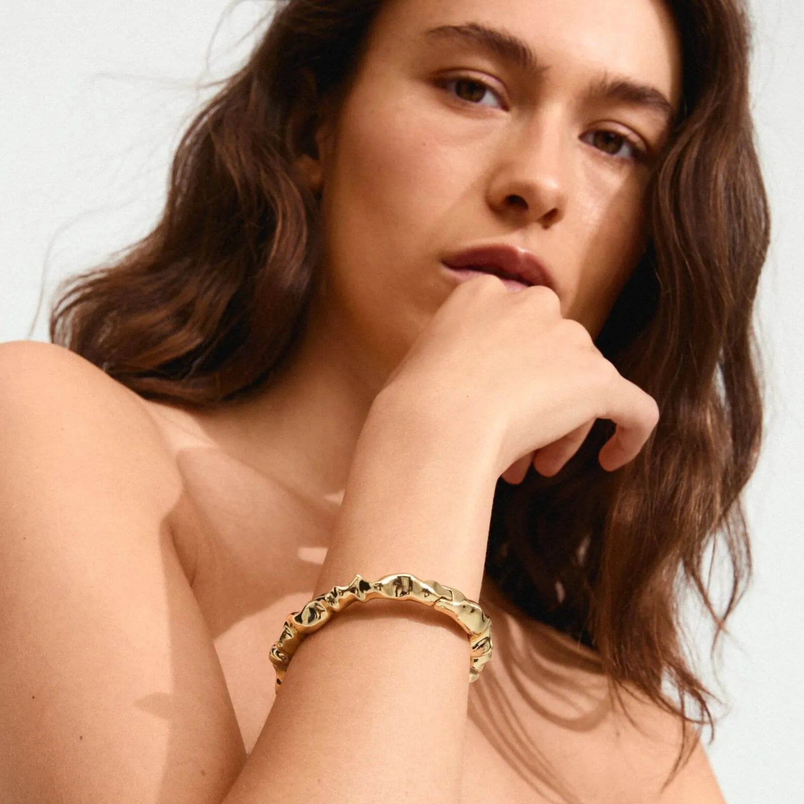 Pilgrim Sunset Gold Hinged Bangle