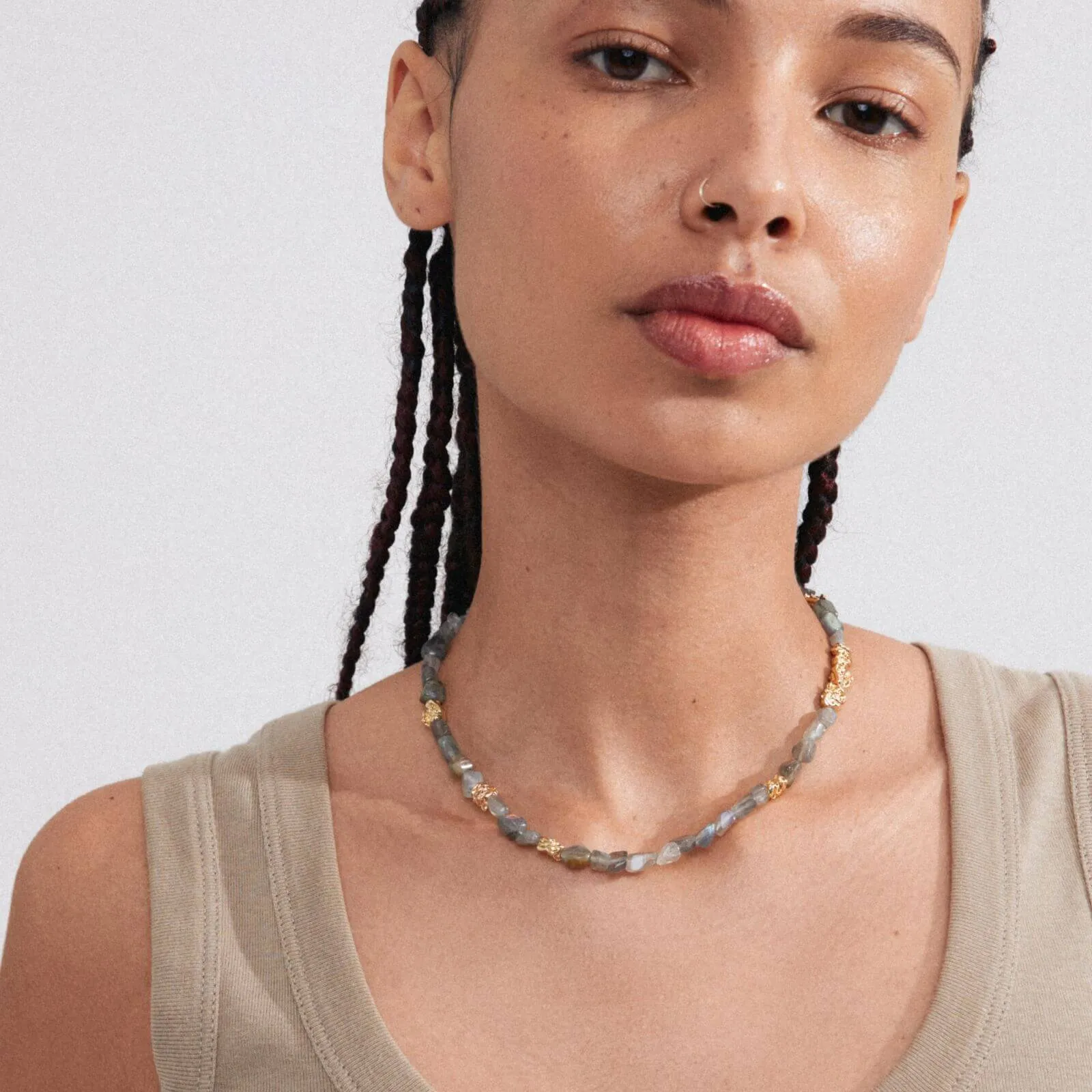 Pilgrim Trust Gold Grey Bead Necklace