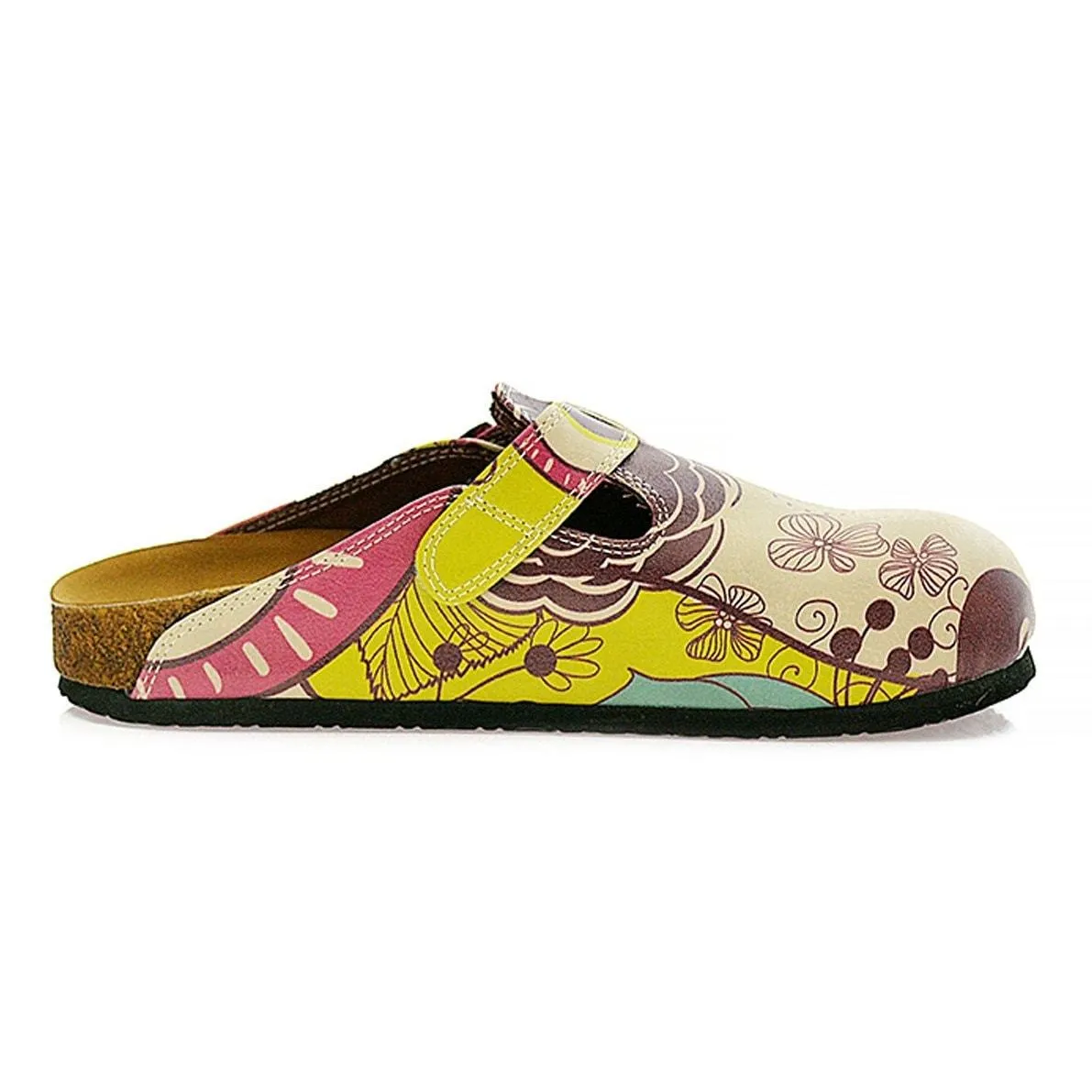 Pink, Cream, Purple and Cute Owl and Colorful Flowers Patterned Clogs - CAL317
