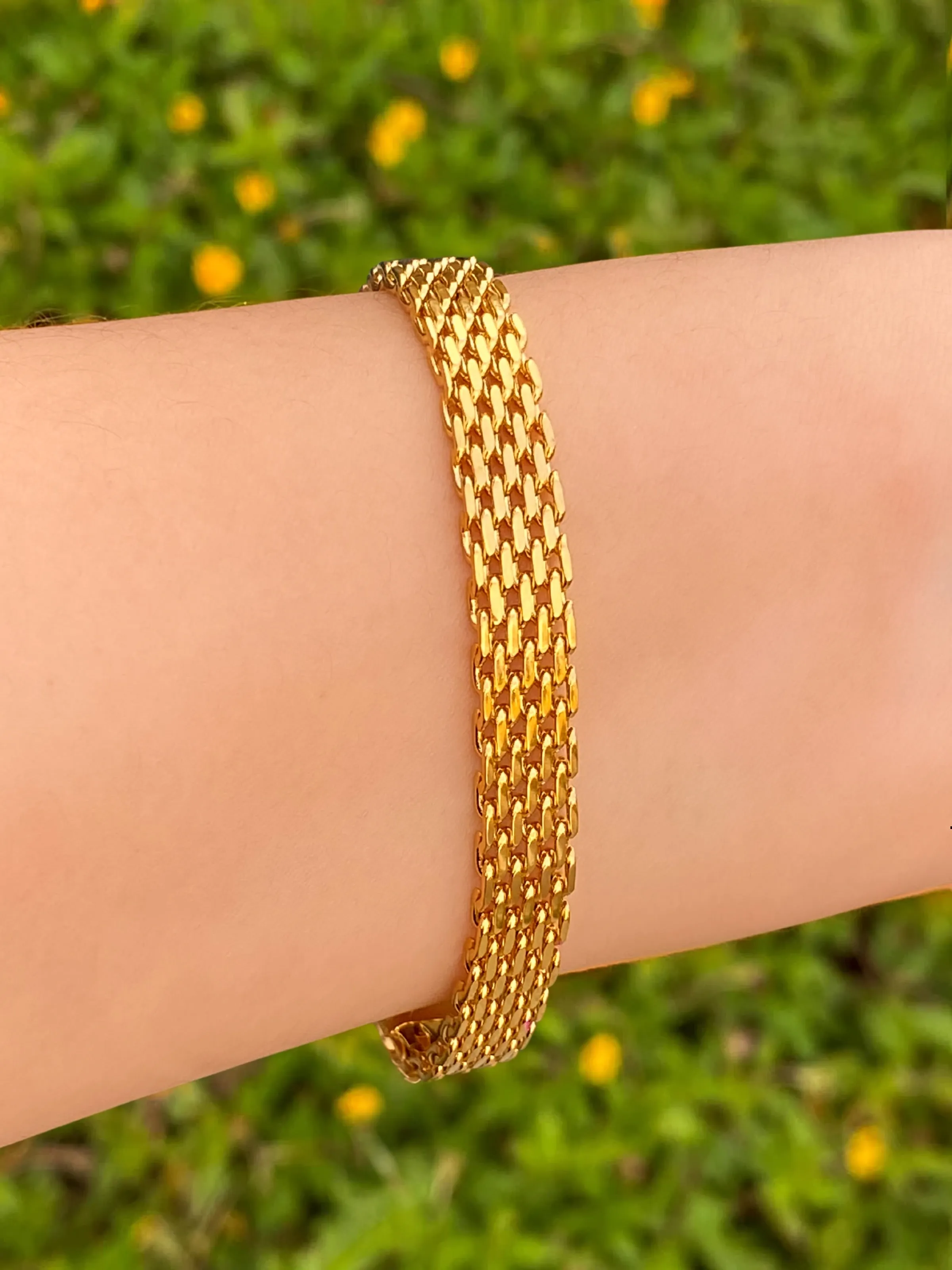 Pulsera Eslabon Tejido Grueso