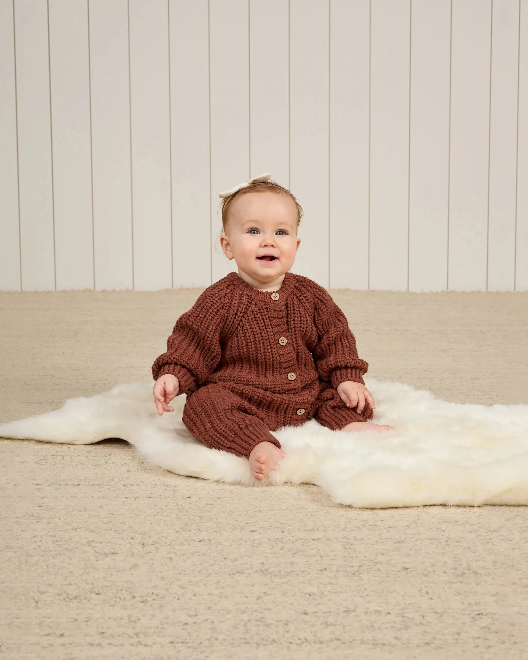 QUINCY MAE Organic Chunky Knit Jumpsuit || Cranberry