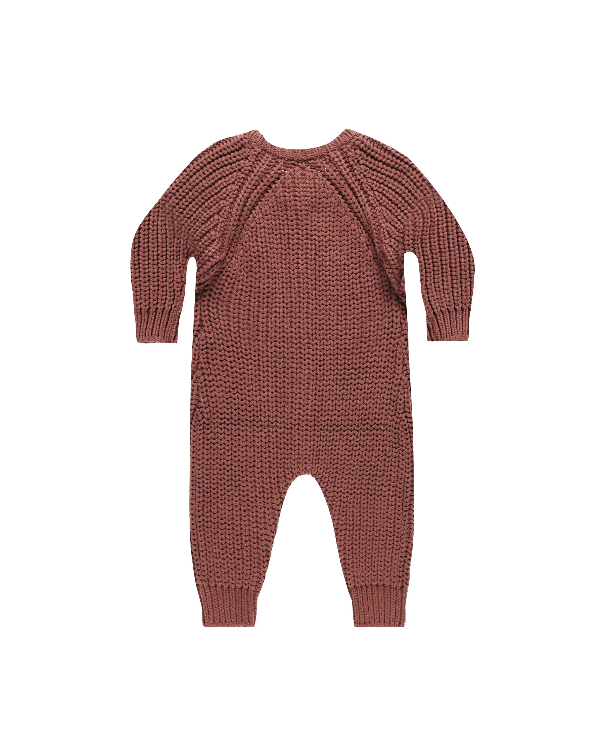QUINCY MAE Organic Chunky Knit Jumpsuit || Cranberry