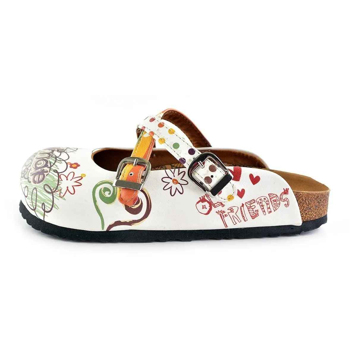 Rainbow Polkadot and Striped, Green, Purple Colored Soulmate Written Patterned Clogs - WCAL136