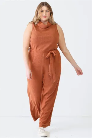 Rust Knit Jumper In Plus