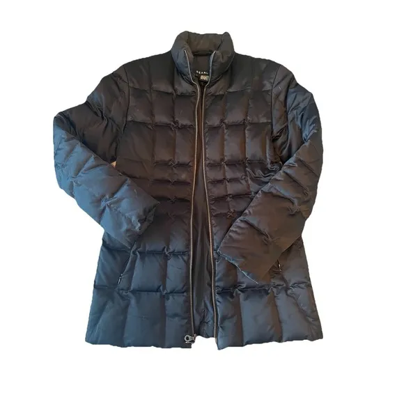 Searle Goose Down Long Puffer Jacket Coat Womens Size 4 Black Insulated Winter