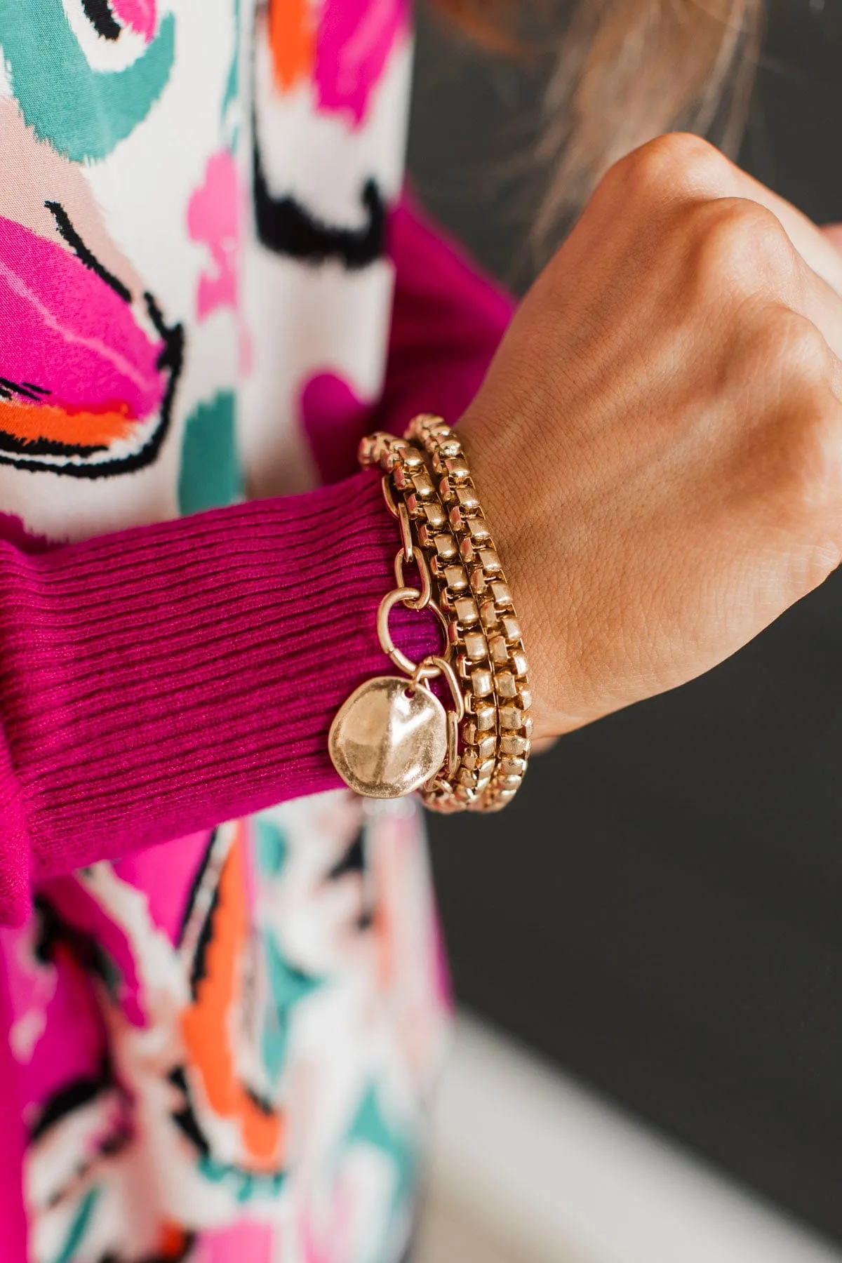 Set The Scene Chain Bracelet- Gold