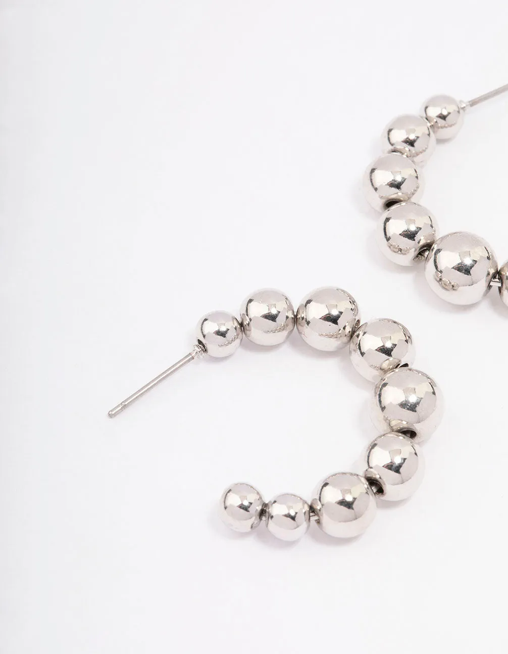 Silver Chunky Ball Hoop Earrings