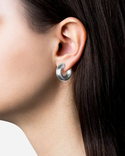 Small Chunky Hoops - Sterling Silver