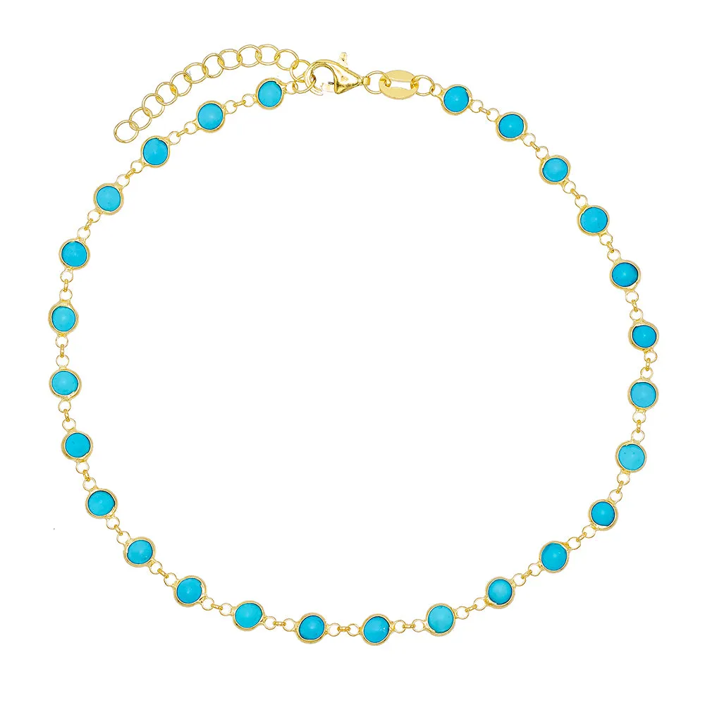 Turquoise Bezel Anklet