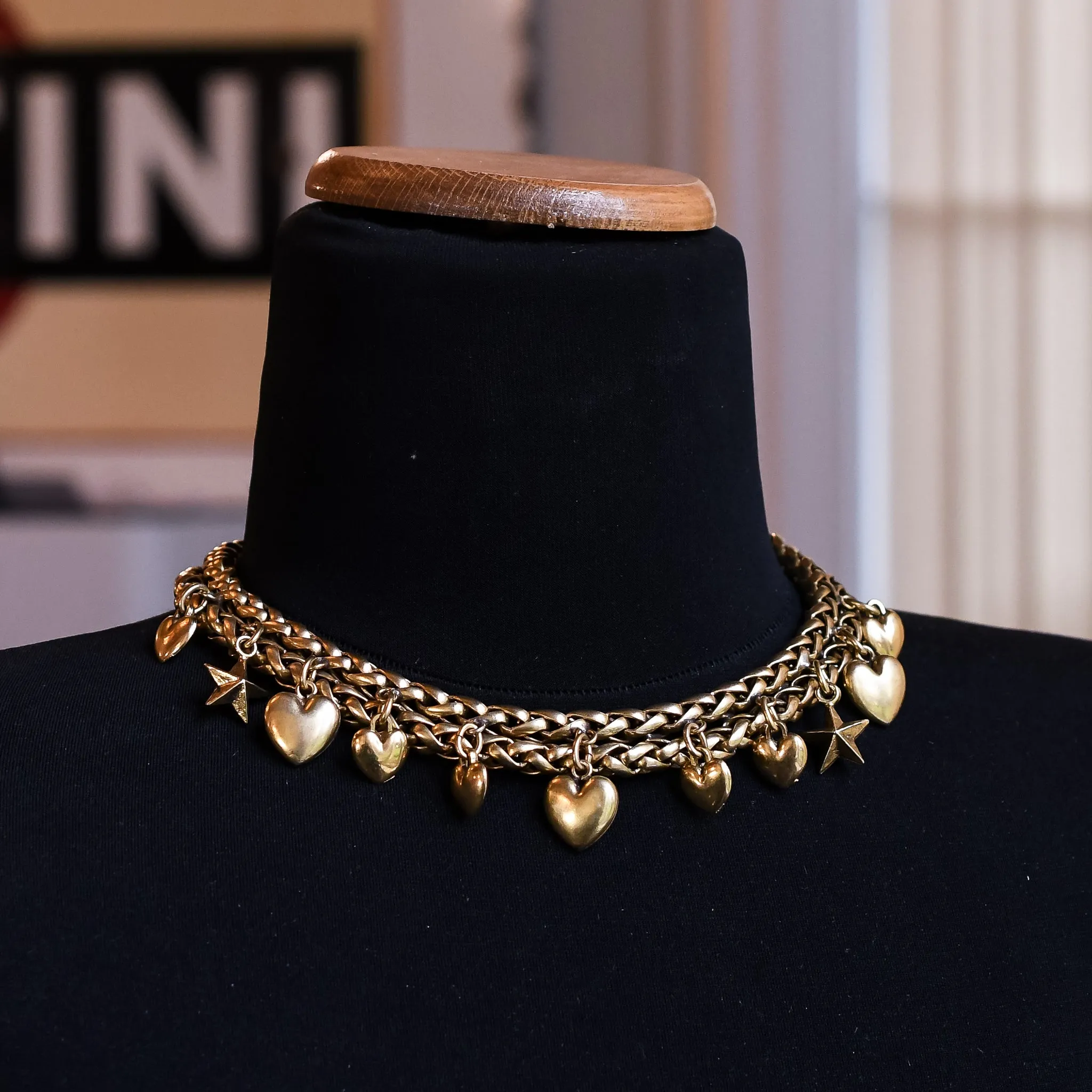Vintage Costume "Stars & Hearts" Charm Necklace & Bracelet Set