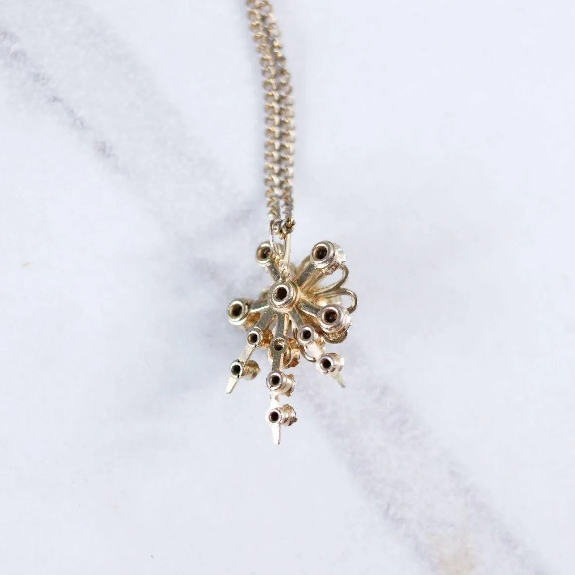 Vintage Opaline and Smoke Diamante Rhinestone Pendant Necklace