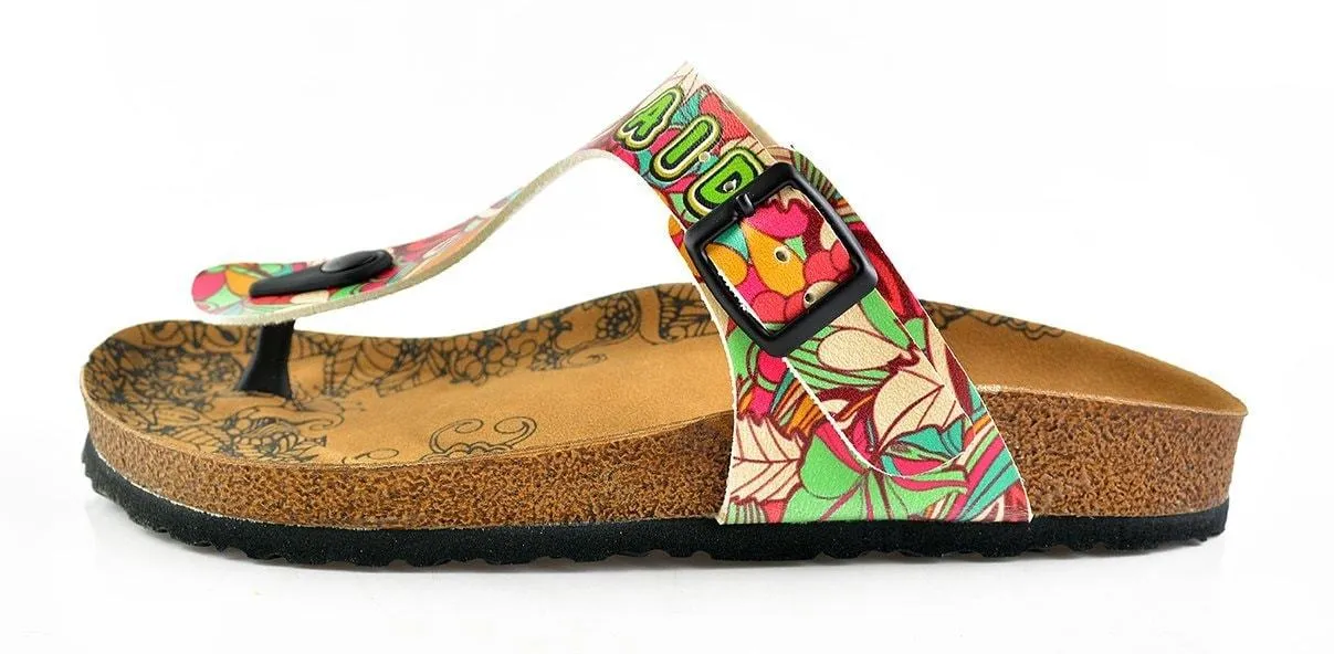 White and Pink Colured Flowers and Famous Written Patterned Clogs - WCAL151