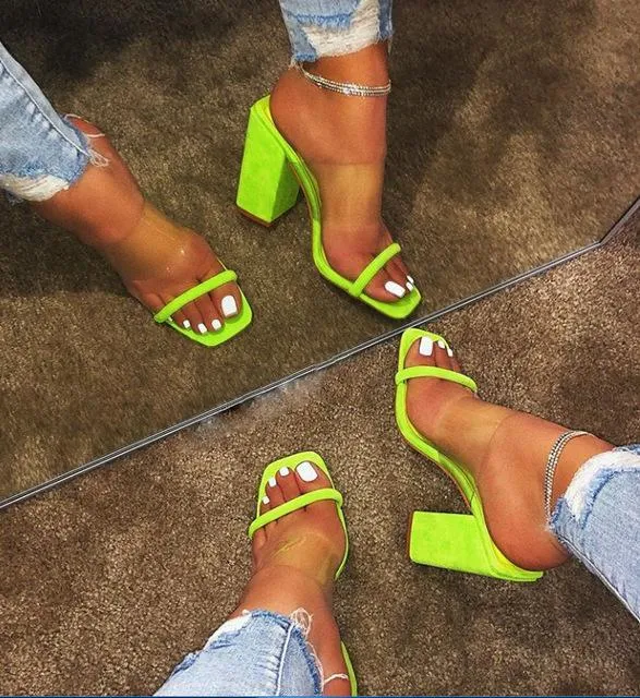 Women Sandals Slip-on High Heel Jelly Shoes