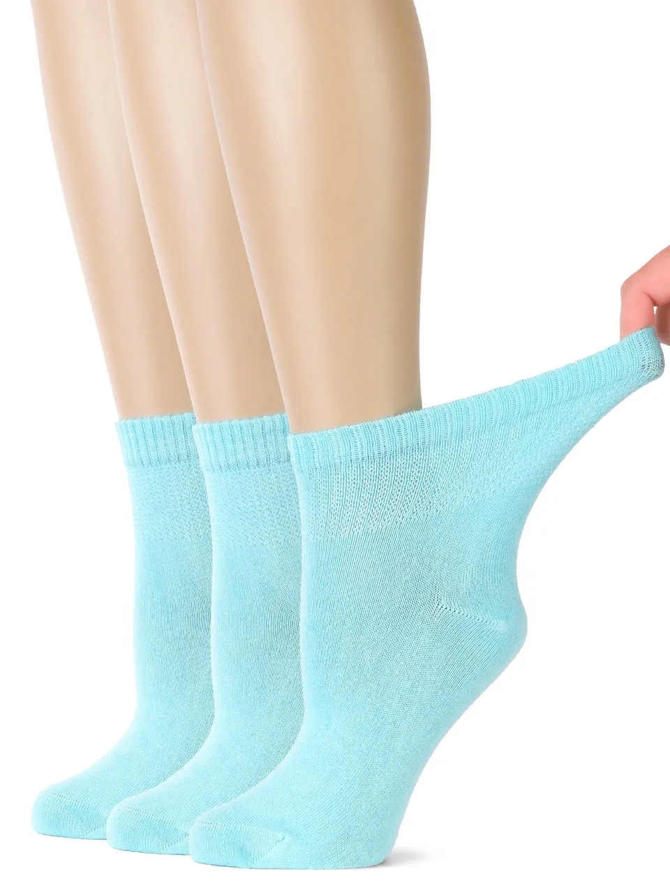 Women's Comfortable Diabetic Bamboo Ankle Socks for Swollen Legs, 3 Pairs