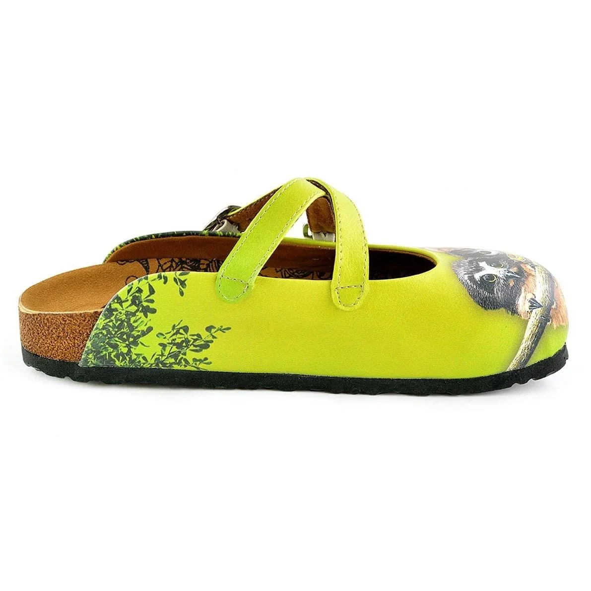 Yellow and Green Colored, Brown Colored Cute Owl Patterned Clogs - WCAL139
