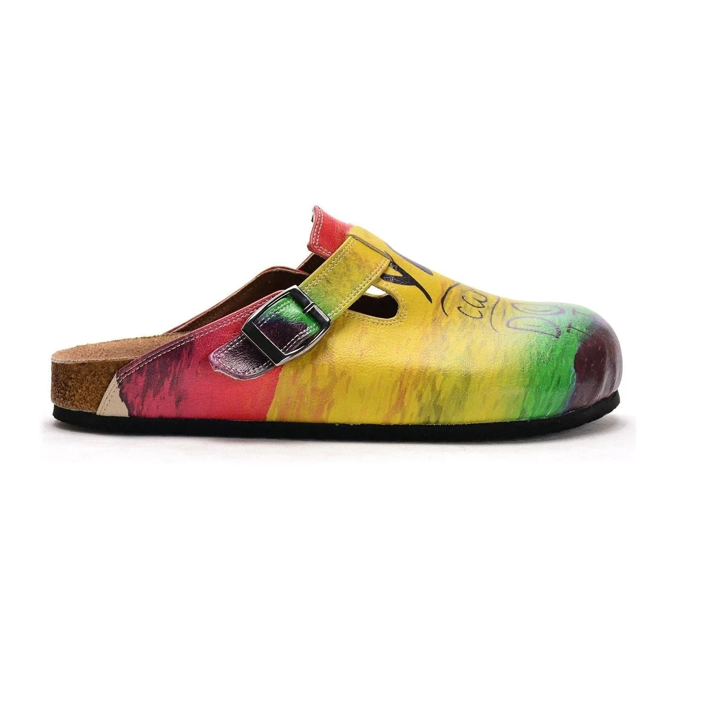 Yellow, Green, Purple, Red Color and You can do it, Patterned Clogs - CAL304